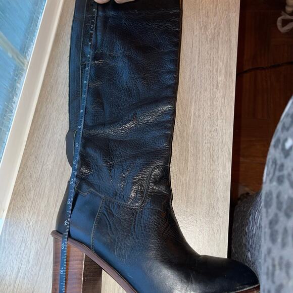 Seychelles Obsidian Black Round Toe Leather Knee High Boots Block Heel Women - Picture 13 of 15